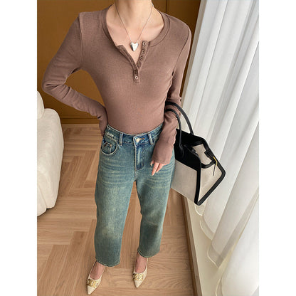 Damen High-Waist Jeans Nachhaltige Baumwolle Lässiger Schnitt