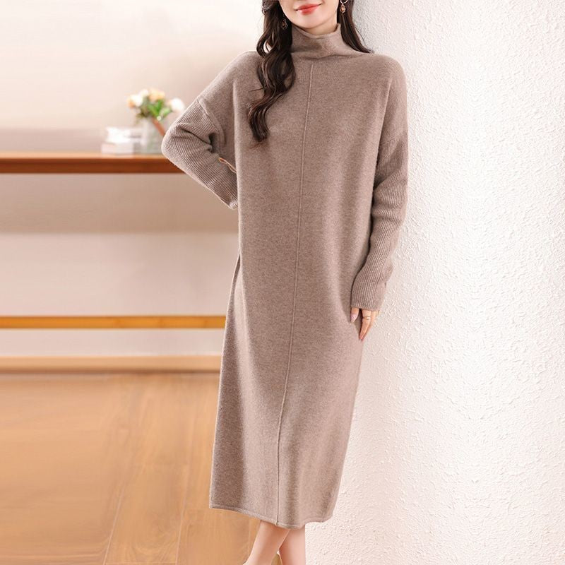 Damen Strickkleid Hochhalter Lässig Norvielle