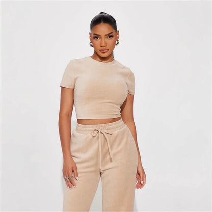 Damen Velours Loungewear Set Weich Norvielle