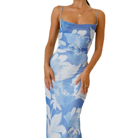 Damen Maxikleid Florales Muster Schmale Träger Norvielle