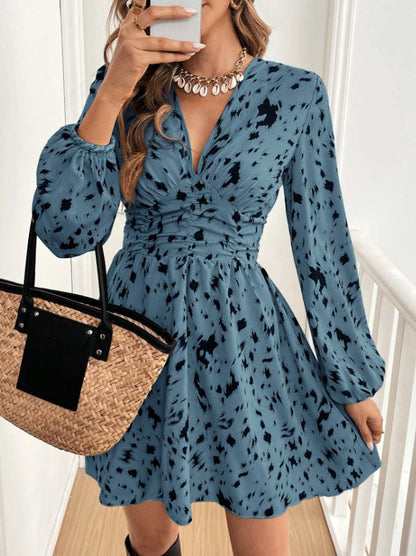 Damen Mini-Kleid mit Puffärmeln Rüschen Norvielle