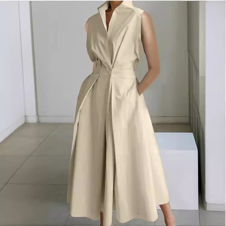 Damen Midi-Kleid V-Ausschnitt Taschen Norvielle - Norvielle