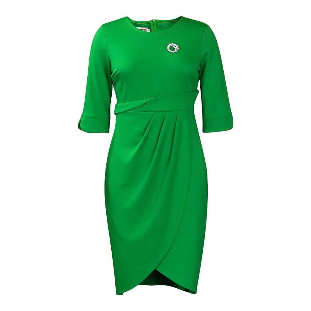 Damen Wickelkleid Elegante Drapierung Broschenakzent Norvielle