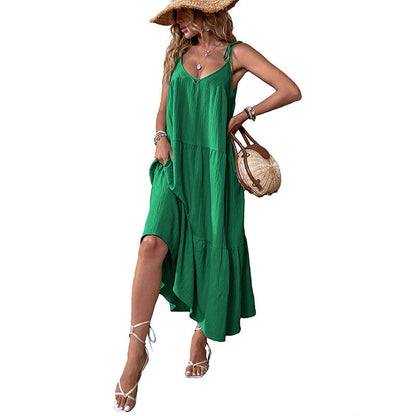 Damen Midi-Sommerkleid mit Trägern A-Linie Norvielle