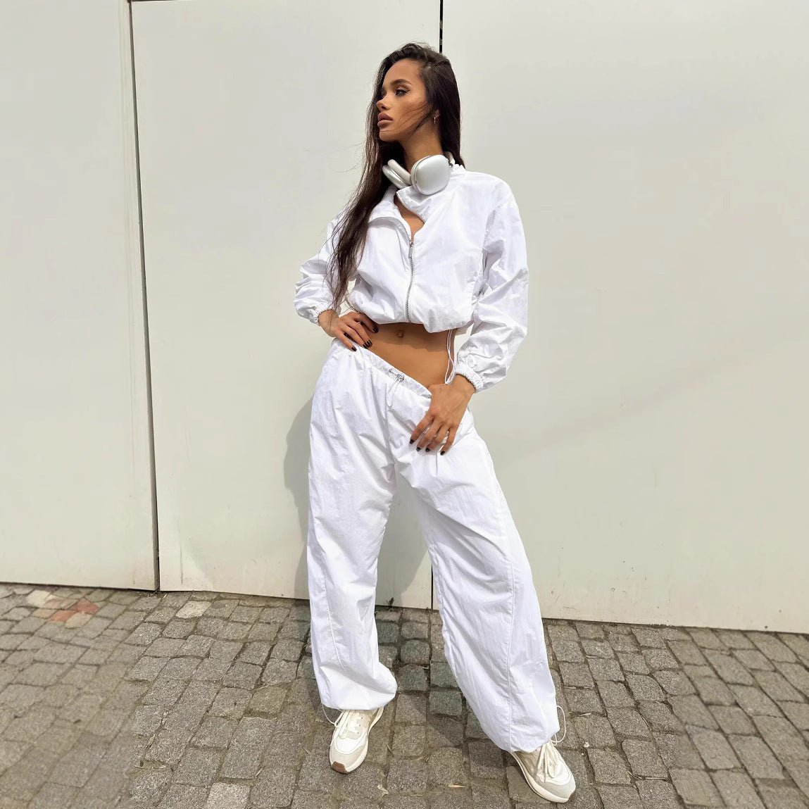 Damen Cropped Jacke Elastische Ärmel Norvielle