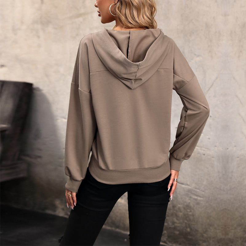 Damen Hoodie Knopfleiste Lässiger Schnitt Norvielle