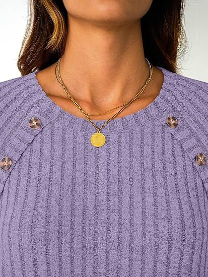 Damen Strickpullover Dekorative Knöpfe Norvielle