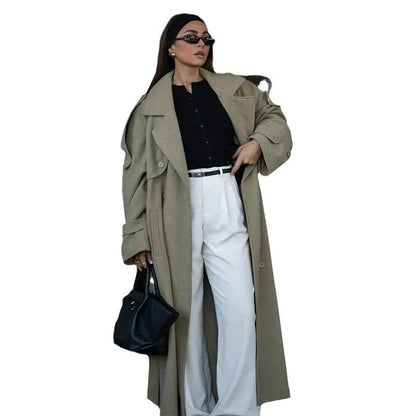 Damen Oversized-Mantel Taillierbarer Gürtel Norvielle