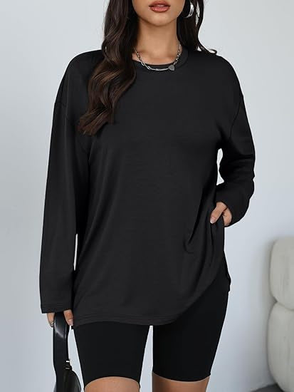 Damen Longsleeve T-Shirt mit Seitenschlitzen Norvielle