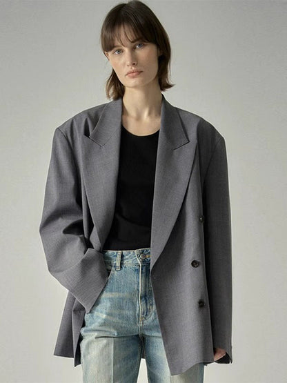 Damen Blazer Oversized Doppelter Knopf Norvielle