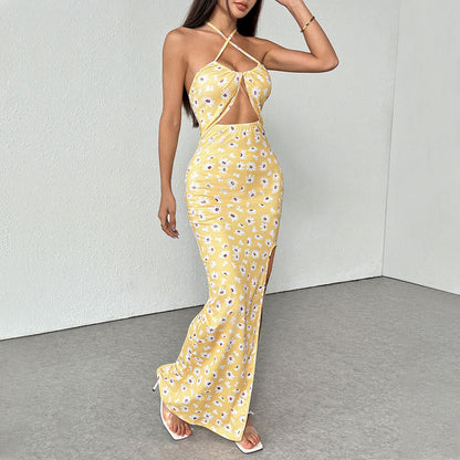 Damen Minikleid Sommerlich Floralmuster Mit Cut-Out-Details es