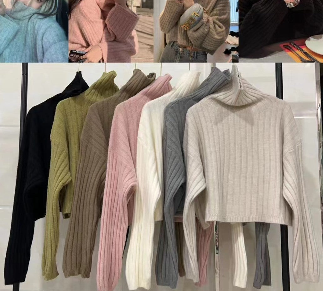 Damen Rollkragenpullover Rippstruktur Weitschnitt Norvielle