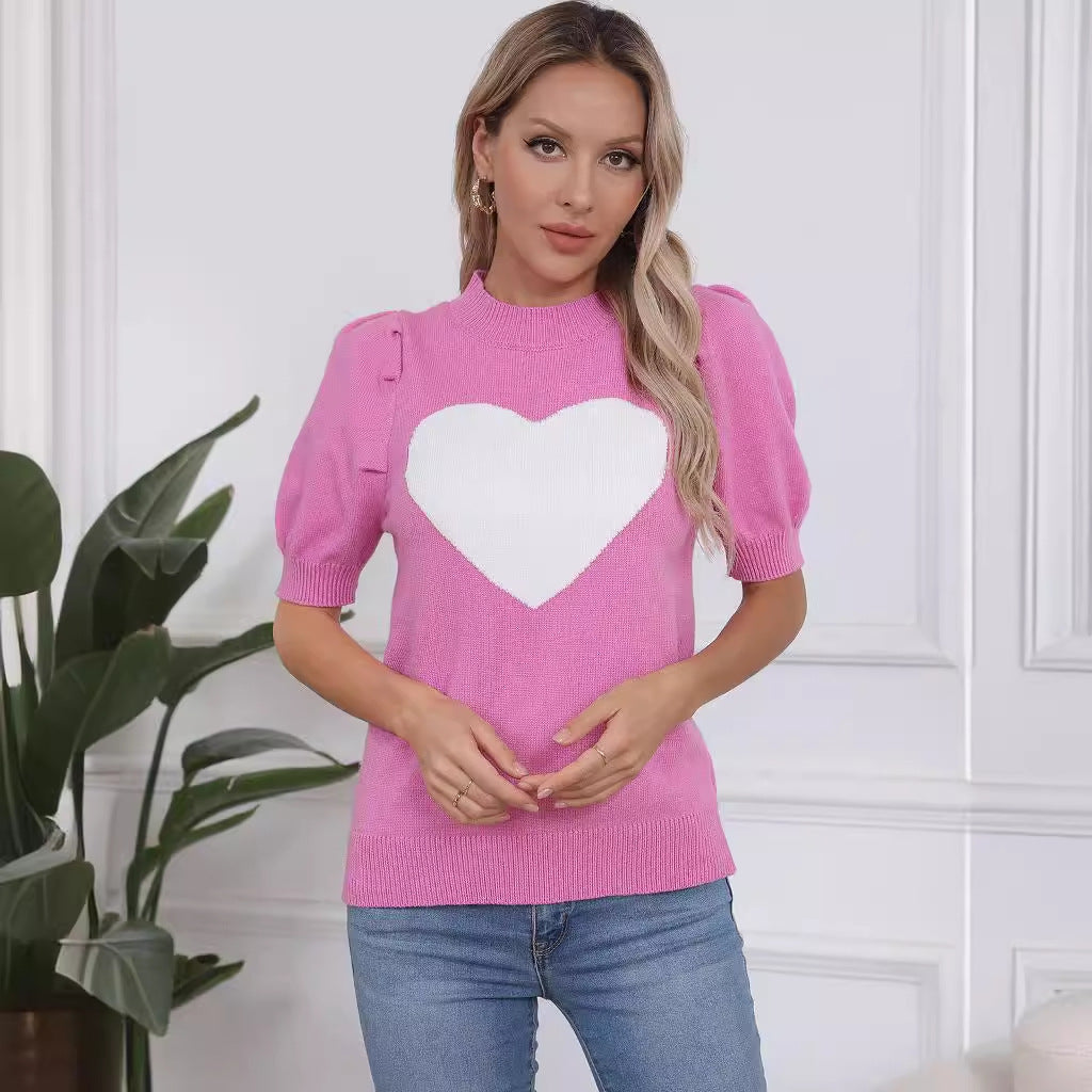 Damen Strickpullover Herzdesign