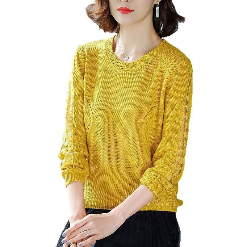 Damen Strickpullover Lochmuster Norvielle