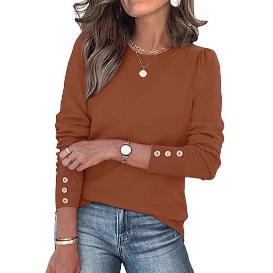 Damen Pullover Lässig Knopfdetails Norvielle