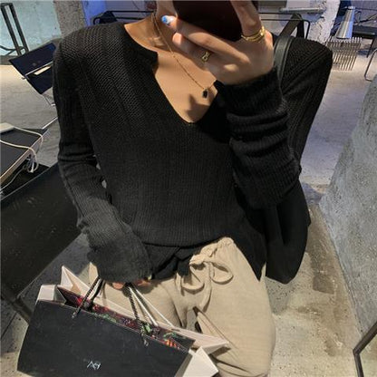 Damen Grobstrickpullover V-Ausschnitt Länge Ärmel Norvielle