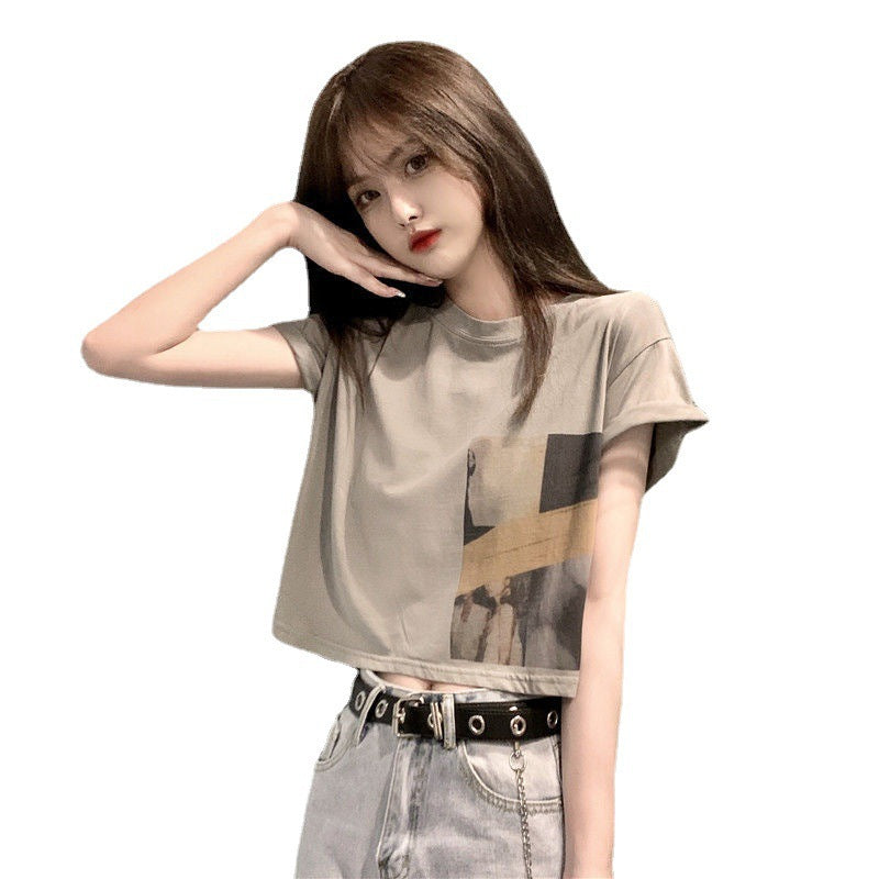 Damen Crop- mit Grafikdruck