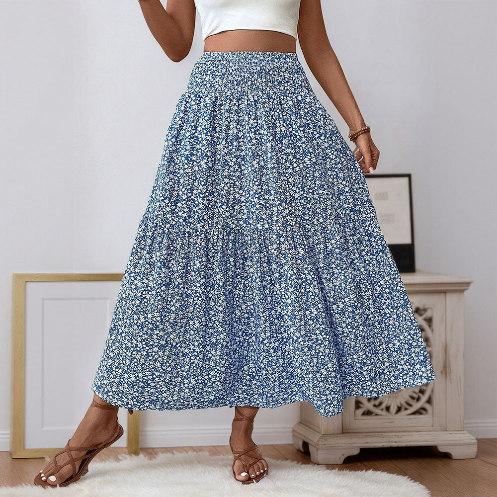Damen Maxirock Floralmuster Elastischer Bund Norvielle