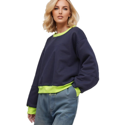 Damen Sweatshirt Kontrastbündchen Moderner Schnitt Norvielle