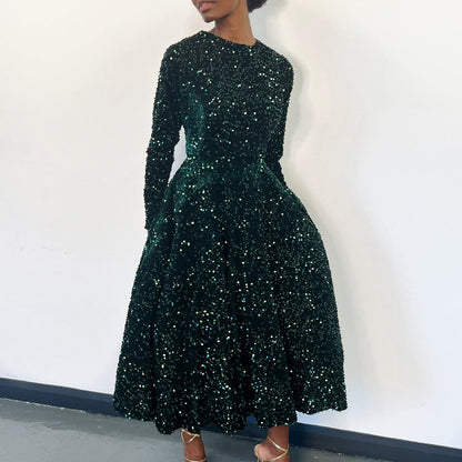 Damen Abendkleid Lang Glitzernd