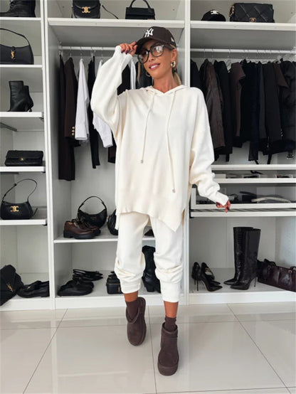 Damen Hoodie Jogginghose Set Baumwolle Hochkomfort Bequem