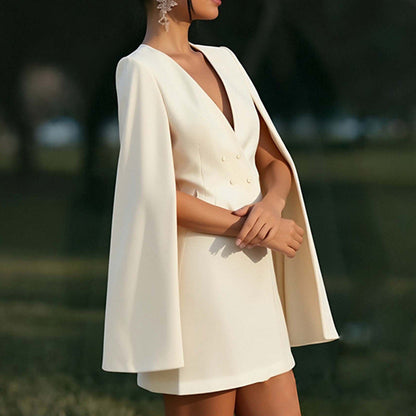 Damen Überwurfkleid mit Kapuze Doppelknopfleiste Norvielle