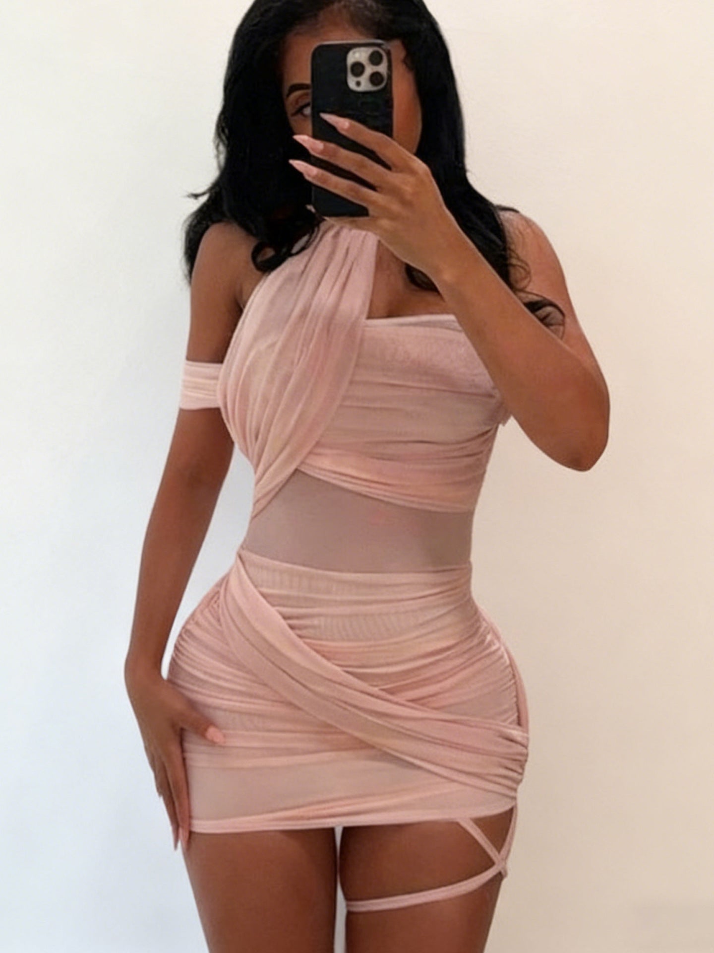 Damen Wickelkleid Asymmetrisch Figurbetont Norvielle