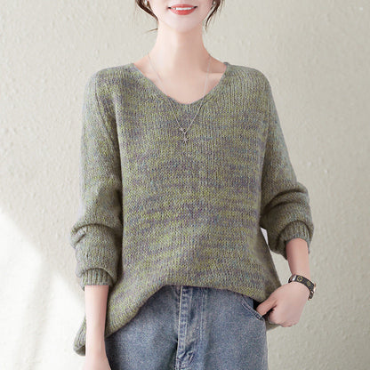 Damen Strickpullover V-Ausschnitt Lässiger Schnitt Norvielle