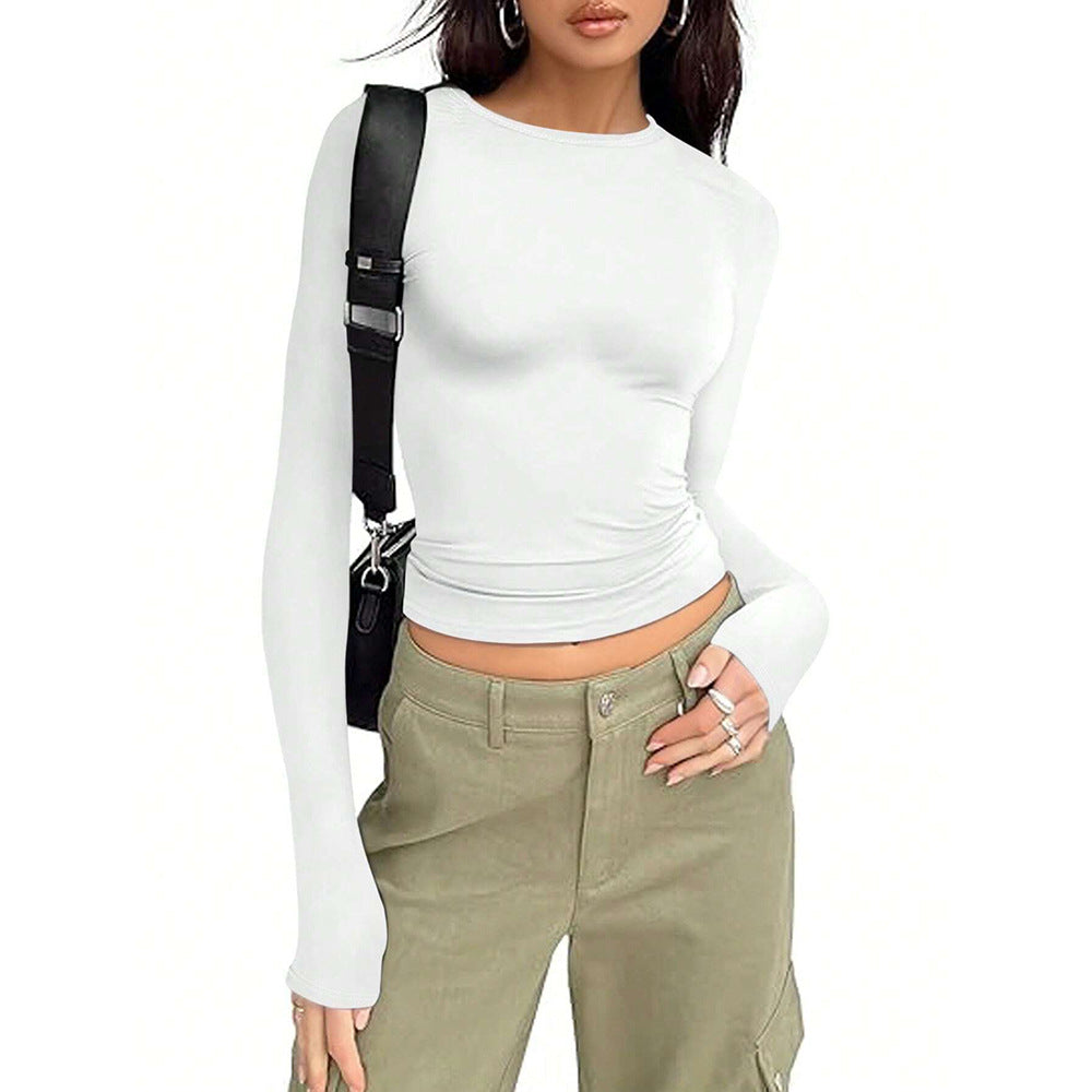 Damen Langärmliges Basic-Shirt Rundhalsausschnitt Norvielle