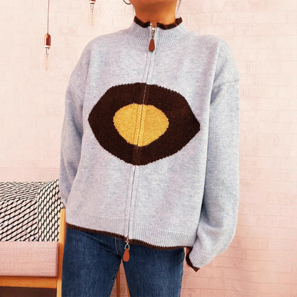 Damen Strickpullover Reißverschluss Kuschel Norvielle