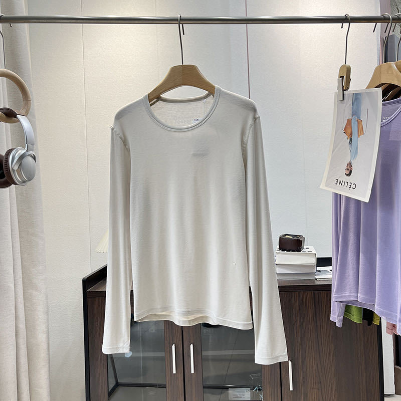 Damen Langarmshirt Weiches Jersey Ergonomisch Beige
