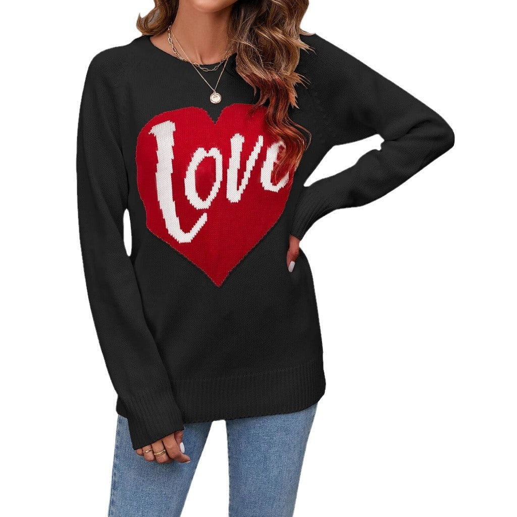 Damen Strickpullover Herz-Design