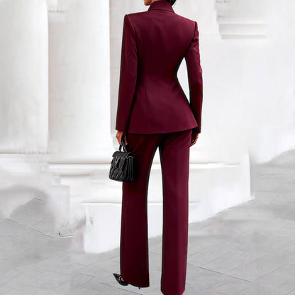 Damen Anzug Taillierter Blazer Weite Hose Norvielle