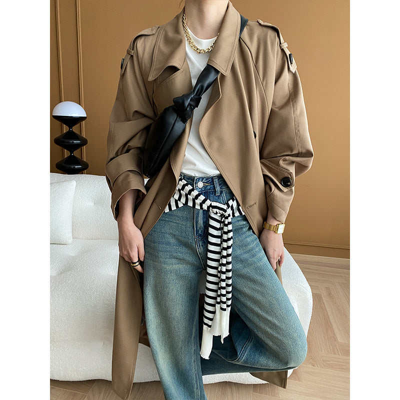 Damen Trenchcoat mit Struktur-Revers und Seitentaschen Norvielle - Norvielle