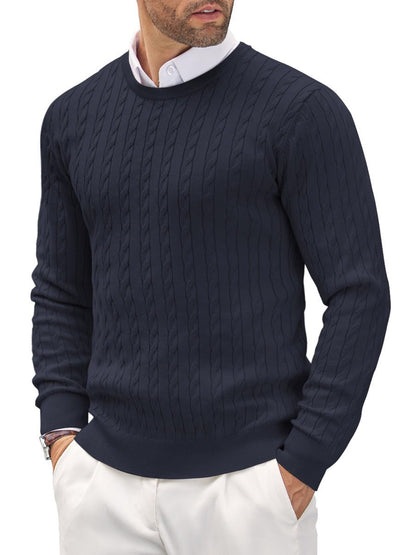 Herren Strickpullover Slim Fit Zopfstrick Komfort
