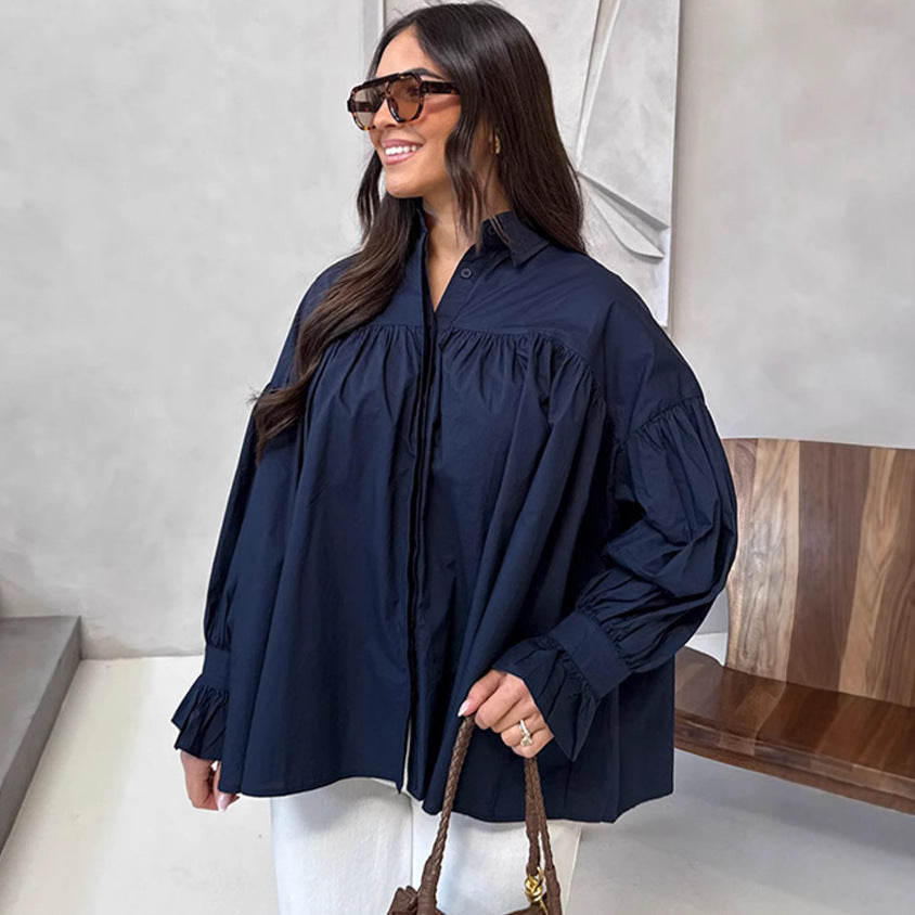 Damen Oversized Bluse Raffungen Norvielle