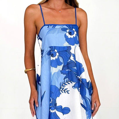Damen Maxikleid mit Trägern und Blumenmuster
