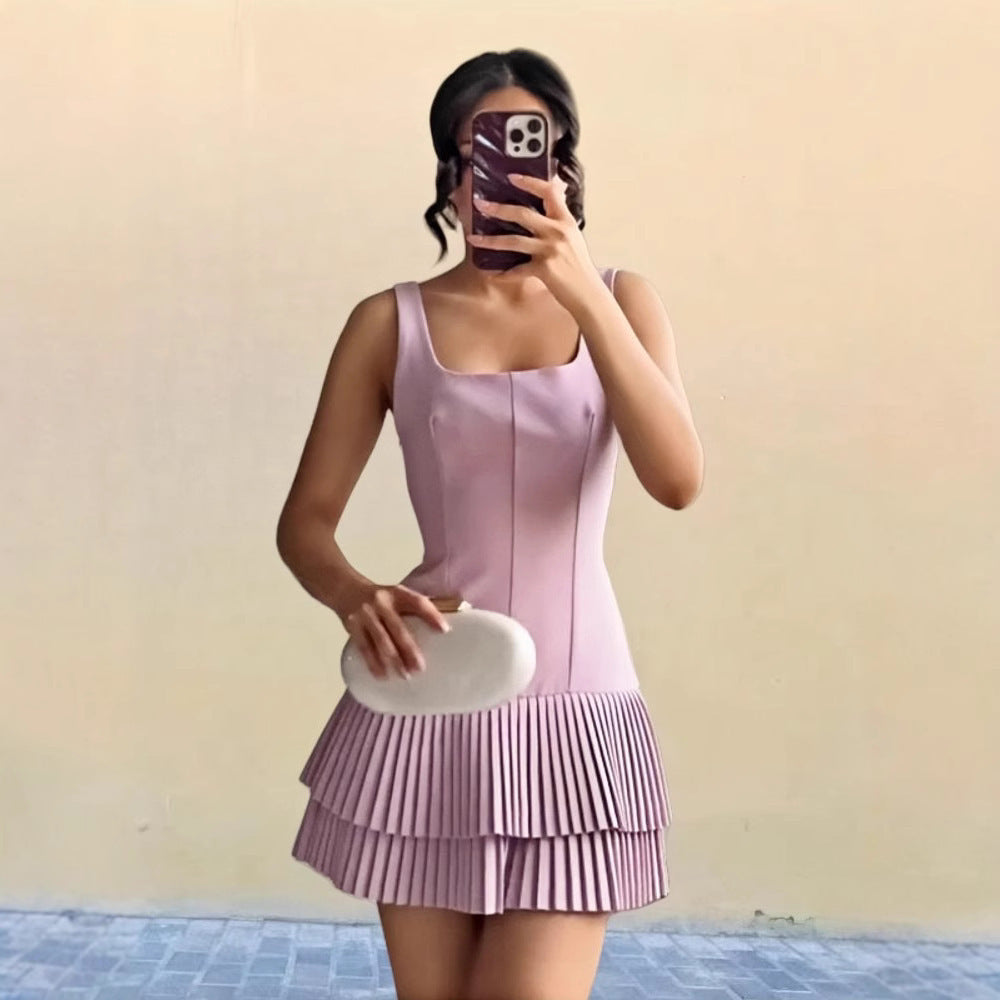 Damen Kurzkleid Fließend Rüschendetails Norvielle