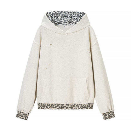 Damen Hoodie Leopard-Innenfutter Lässig Norvielle