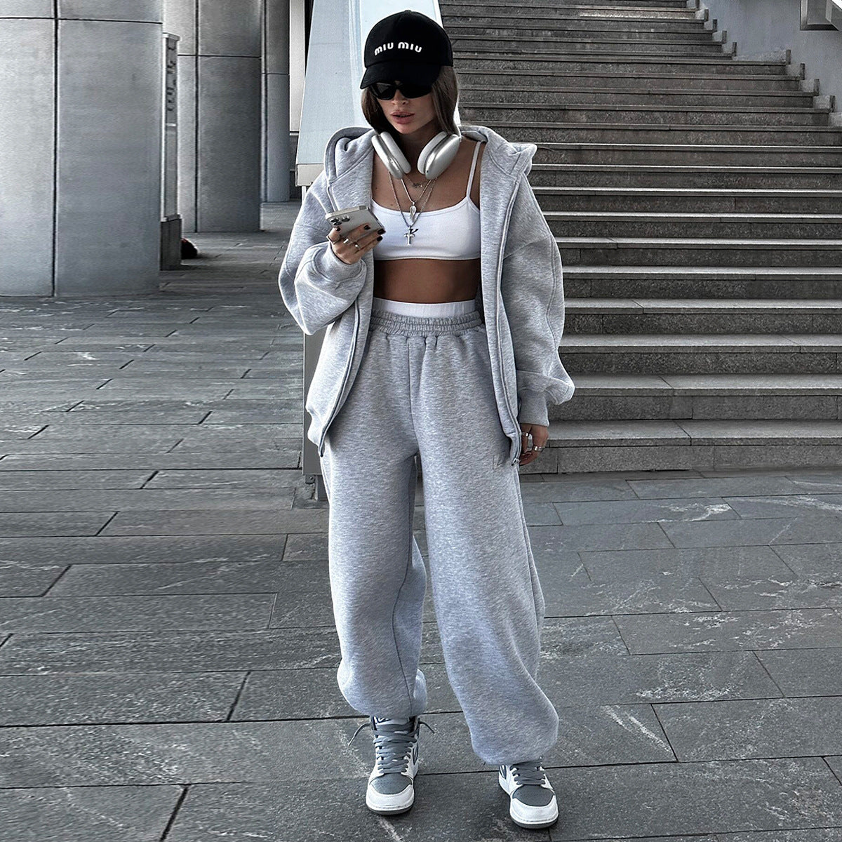 Damen Sportliche Hoodie Jogginghose Set Norvielle - Norvielle