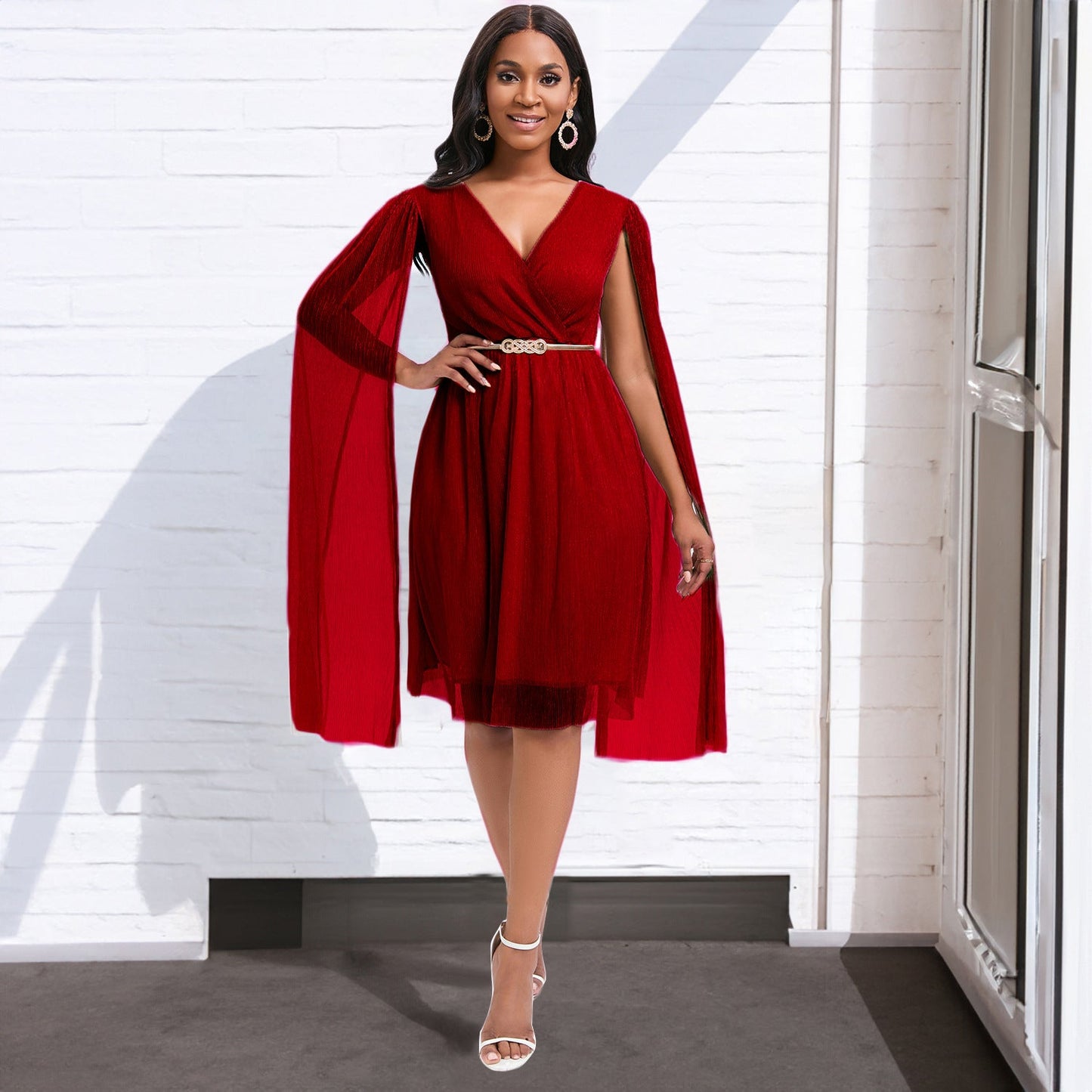 Damen Abendkleid Voluminöse Ärmel Elegante Taillierung Norvielle