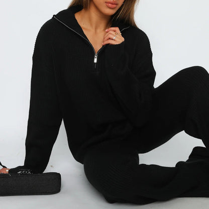 Damen Strickpullover Reißverschluss Weit Norvielle
