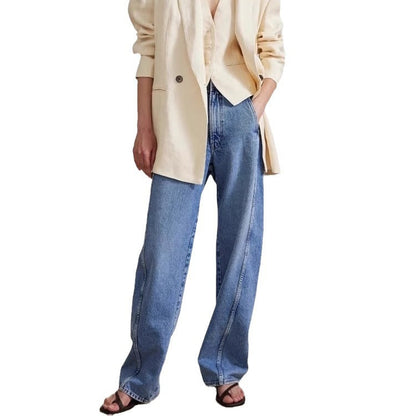 Damen Hochgeschnittene Mom-Jeans