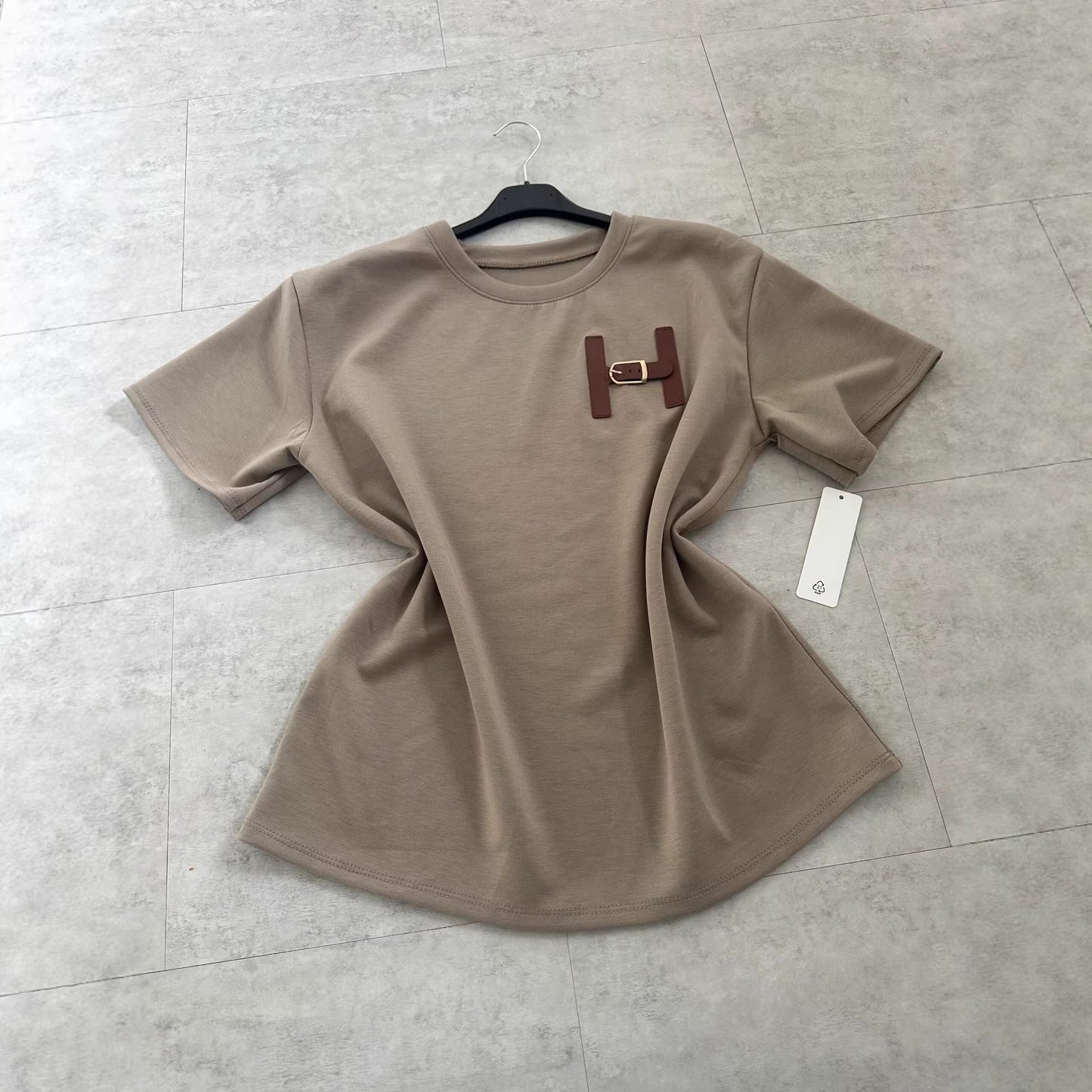 Damen T-Shirt Lässiger Schnitt Baumwolle Weiß
