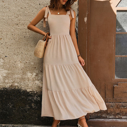 Damen Maxikleid Verstellbare Träger Rüschendetails Norvielle - Norvielle