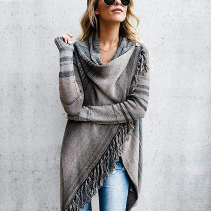 Damen Poncho mit Fransen Gemütlich Norvielle