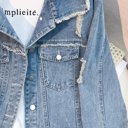 Damen Denimjacke mit Fransen
