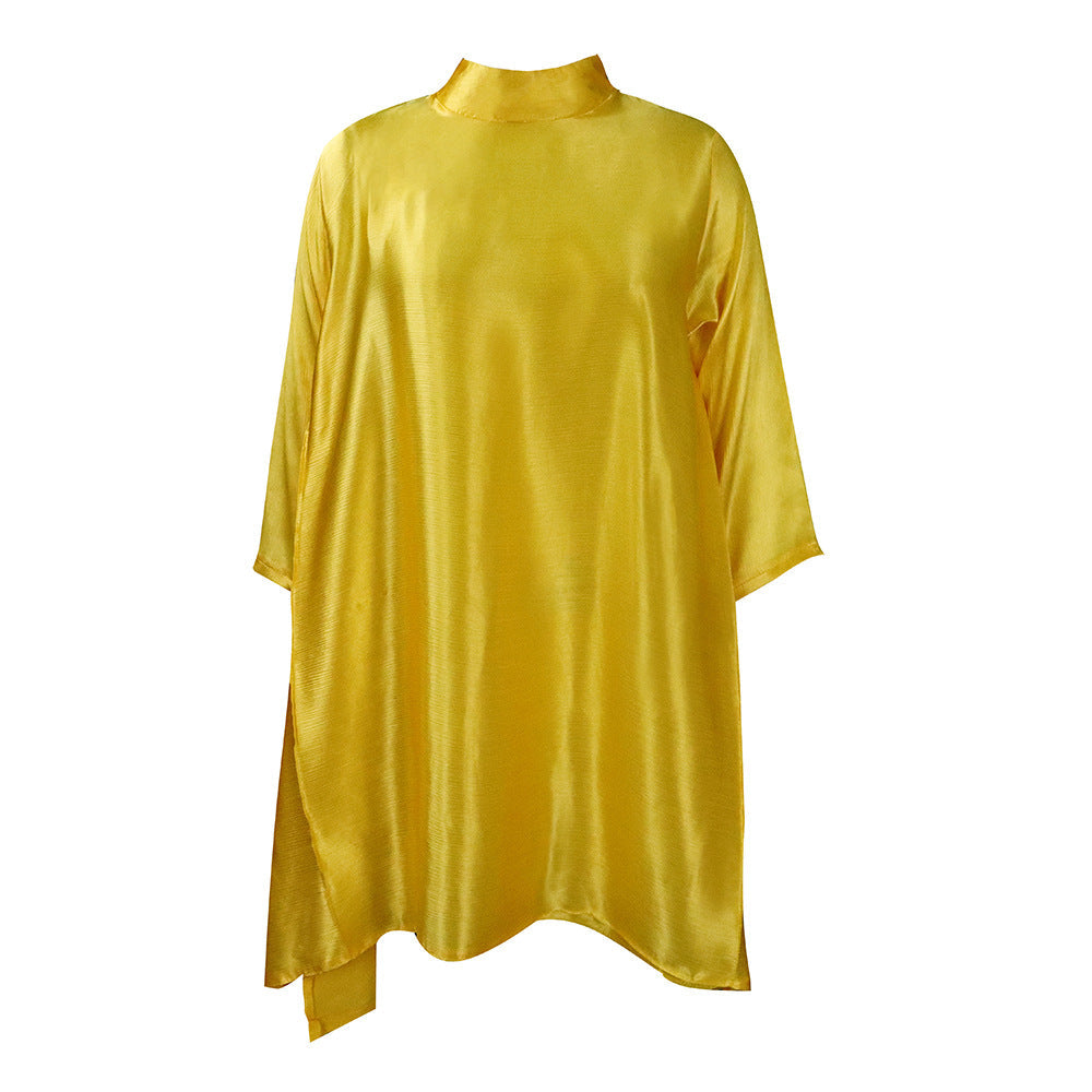 Damen Tunika Satin-Look Hochkragen Norvielle
