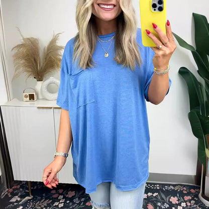 Damen Oversized T-Shirt mit Tasche aus Baumwolle