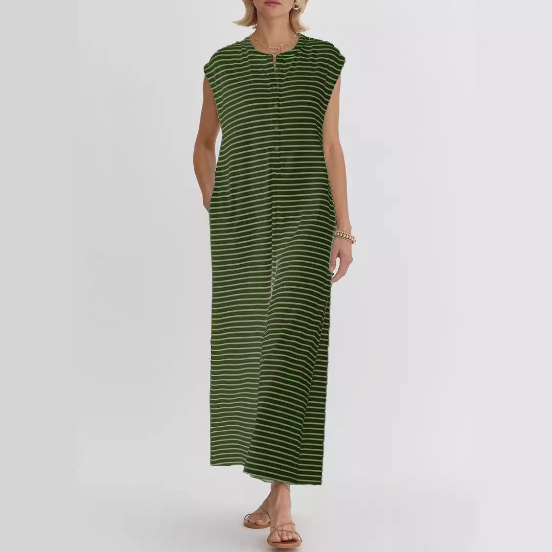 Damen Jumpsuit Streifenmuster Baumwolle Bequem